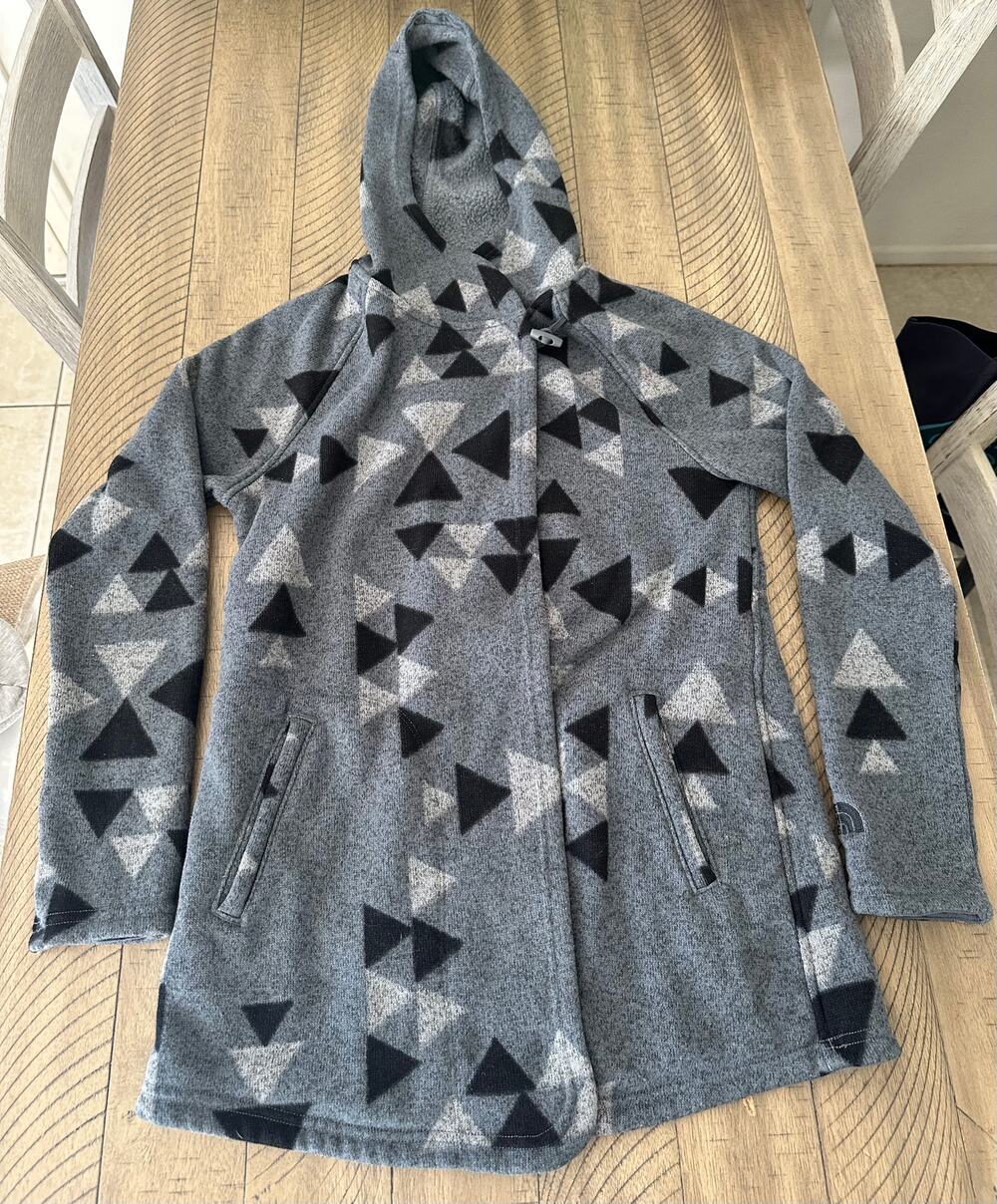 The North Face Women's Gray Geometric Fleece Sherpa Lined Jacket Coat Small S
